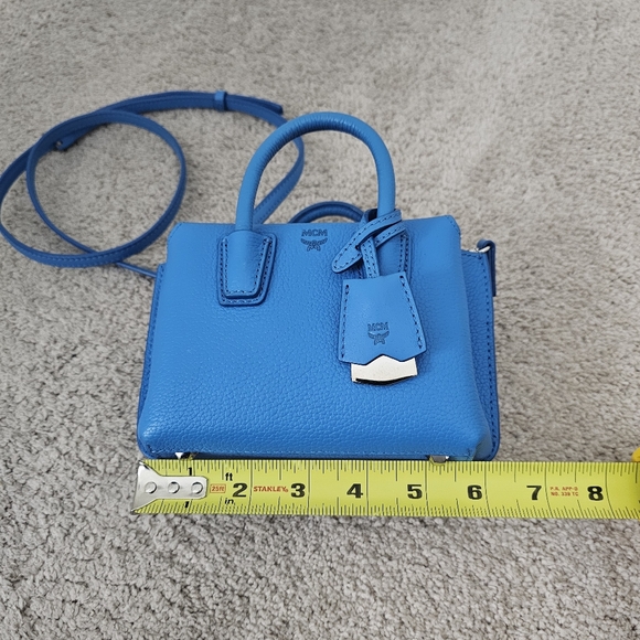 Authentic MCM Blue Leather Mini Bag - Picture 6 of 14